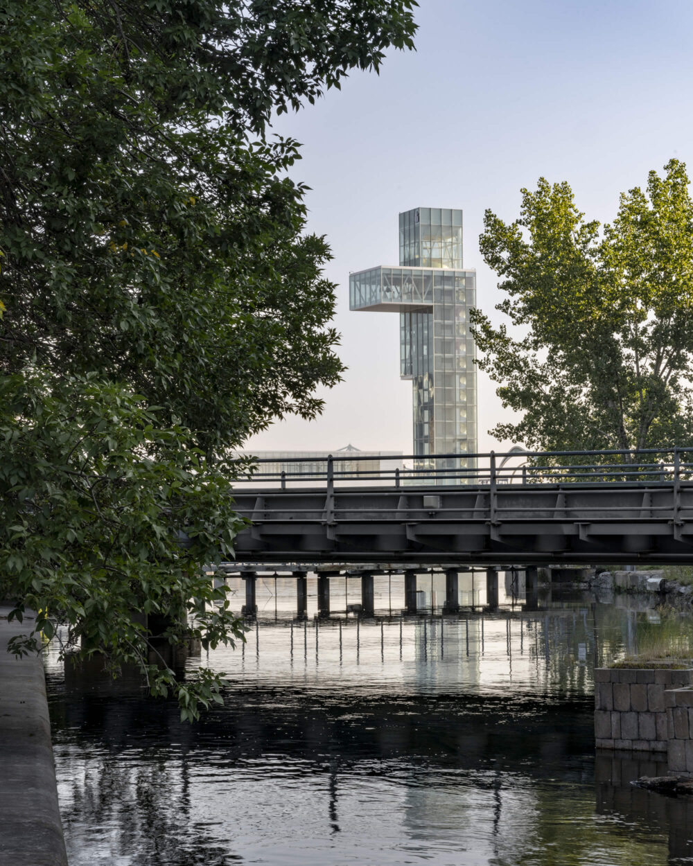 Port of Montreal Tower viewed from Bassin des Éclusiers